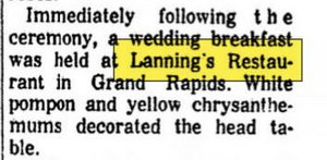 Lannings Restaurant & Catering - Nov 1963 Article